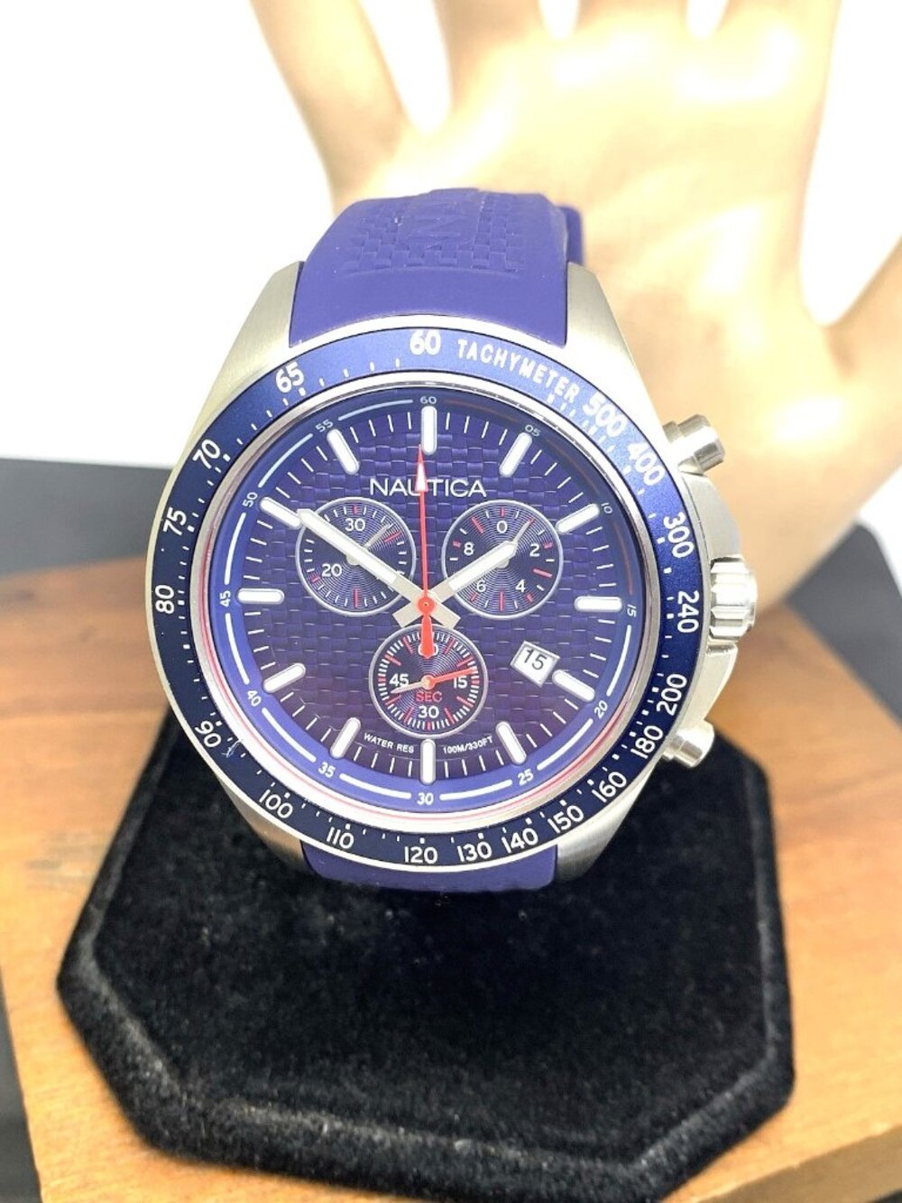 Nautica Men's Watch NAPOBS108 Quartz Chronograph Blue Rubber Strap 46mm